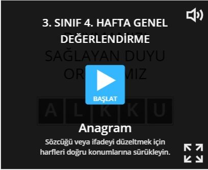 3. SINIF 4. HAFTA GENEL DEĞERLENDİRME
